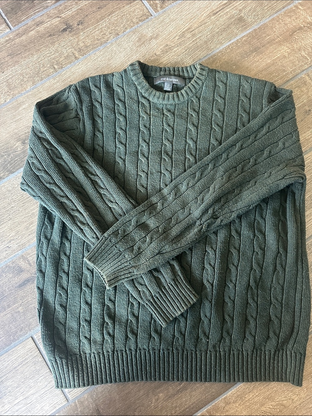 croft & barrow Olive Cable Knit Crewneck Sweater